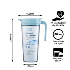 Bình đựng nước nhựa nguyên sinh Inochi Biwa 1.2L - Chống tràn, chịu nhiệt - Đồ gia dụng tiện ích nhà bếp