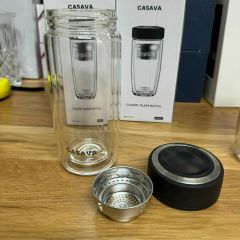 Bình Nước Thủy Tinh 350ml Casava Classic - Bình Giữ Nhiệt 2 Lớp Sang Trọng, Có Lõi Lọc Trà, Thích Hợp Mang Đi Làm, Du Lịch
