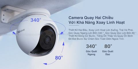 Camera WiFi 360 Độ 3K 5MP Ezviz H8 Pro - Camera Quan Sát Chống Trộm Tích Hợp Cảnh Báo Chuyển Động Siêu Sắc Nét