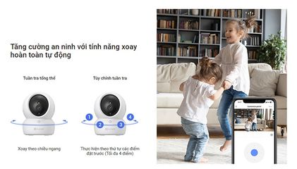 Camera Wifi 360 độ 4MP 2K+ Ezviz H6c Pro - Quay đêm thông minh, công nghệ phát hiện chuyển động, đàm thoại 2 chiều, an ninh gia đình hiệu quả.