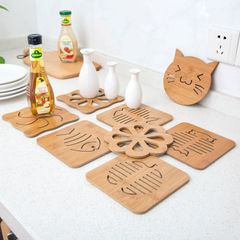 Combo 6 Miếng Lót Xoong Nồi Gỗ 14.5cm x 14.5cm - Bảo Vệ Bàn, Thiết Kế Thân Thiện Môi Trường cho Gian Bếp Thêm Sang Trọng