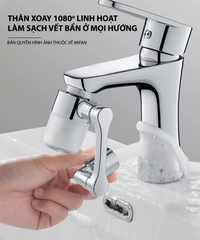Đầu Lọc Nước Vòi Bồn Rửa Mặt Mifan - Tay Xoay 3 Chiều 1080 Độ, 2 Chế Độ Phun, Chất Liệu Đồng Cao Cấp, Dễ Dàng Lắp Đặt