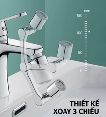 Đầu Lọc Nước Vòi Bồn Rửa Mặt Mifan - Tay Xoay 3 Chiều 1080 Độ, 2 Chế Độ Phun, Chất Liệu Đồng Cao Cấp, Dễ Dàng Lắp Đặt