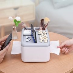 Hộp đựng khăn giấy để bàn OENON HG318 - Thiết kế hiện đại, nhựa ABS, 2 ngăn lớn và 2 ngăn nhỏ, tiện lợi cho gia đình và văn phòng