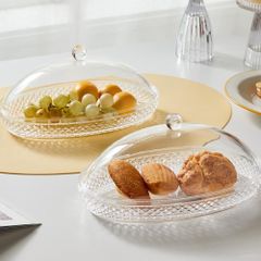 Khay Đựng Bánh Trái Cây Có Nắp Đậy Trong Suốt - Thiết Kế Sang Trọng, Bảo Quản Thực Phẩm Vệ Sinh, Ngăn Côn Trùng