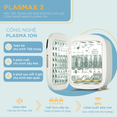 Máy Tiệt Trùng Sấy Khô Khử Mùi Fatzbaby UVC-LED Plasmax 3 FB4792TN - Công Nghệ Nano Plasma Ion, Dung Tích 16L, 6 Chế Độ Hoạt Động