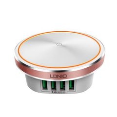 Sạc 4 cổng USB LDNIO A4406 với đèn ngủ, bộ sạc đa năng tiện lợi, dễ sử dụng và an toàn cho trẻ em, 4.4A, thiết kế gọn nhẹ