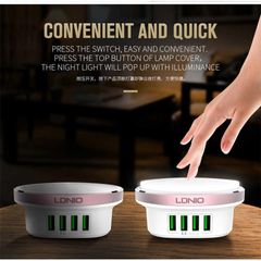 Sạc 4 cổng USB LDNIO A4406 với đèn ngủ, bộ sạc đa năng tiện lợi, dễ sử dụng và an toàn cho trẻ em, 4.4A, thiết kế gọn nhẹ