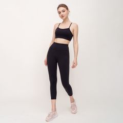 Set đồ tập gym Hibi Sports H144 - Áo bra có mút ngực + Quần lửng lưng cao, Chất liệu co giãn, Thể thao, Yoga, Gym, Đen, Đỏ