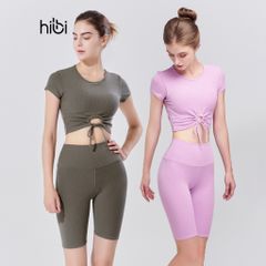 Set Đồ Tập Gym Yoga Hibi Sports H158 - Áo Croptop Khoét Tròn Cột Dây Có Mút Ngực, Quần Legging Cao Cấp Thoáng Mát