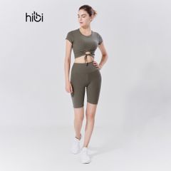 Set Đồ Tập Gym Yoga Hibi Sports H158 - Áo Croptop Khoét Tròn Cột Dây Có Mút Ngực, Quần Legging Cao Cấp Thoáng Mát