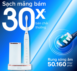 Bàn Chải Đánh Răng Điện Maxcare Hera Whitening - Sóng Siêu Âm 5 Chế Độ, Cảm Biến Áp Suất, Khử Khuẩn UV-C, Dành Cho Người Lớn
