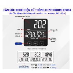 Cân Điện Tử Thông Minh Oromi EF881 - Đo Chỉ Số Cơ Thể, Phân Tích Thành Phần Cơ Thể Chính Xác, Thiết Kế Hiện Đại, Đế Chống Trượt