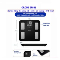 Cân Điện Tử Thông Minh Oromi EF881 - Đo Chỉ Số Cơ Thể, Phân Tích Thành Phần Cơ Thể Chính Xác, Thiết Kế Hiện Đại, Đế Chống Trượt