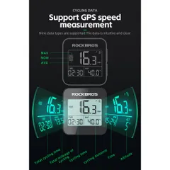 Đồng hồ đo tốc độ xe đạp không dây Rockbros G1 IPX6 với GPS - 25 tính năng cho người đạp xe chuyên nghiệp - Quà tặng thể thao lý tưởng