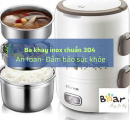 Hộp Cơm Giữ Nhiệt Cắm Điện 3 Tầng Bear DFH-S2358 2L - Tiện Ích Nấu Nướng, Hâm Nóng 3 Món, Khay Inox 304 Dễ Dùng