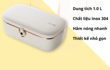 Hộp Cơm Giữ Nhiệt Cắm Điện Inox Cao Cấp Bear DFH-P09E5 - Hâm Nóng Nhanh, Dung Tích 1L, Dễ Vệ Sinh, Phù Hợp Văn Phòng và Du Lịch