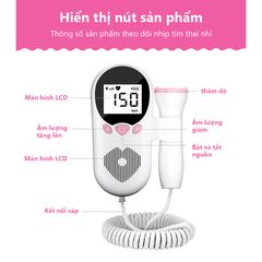 Máy Đo Tim Thai Tại Nhà Fetal Doppler 3.0MHz - Thiết Bị Siêu Âm Cao Cấp Nghe Nhịp Tim Thai Nhi Chính Xác Từ 9 Tuần Trở Lên