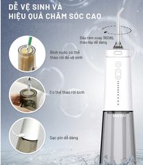 Máy tăm nước HANGY HG23 - Đầu xoay 360 độ, 4 chế độ, 6 mức áp suất, giúp làm sạch răng miệng hiệu quả, bền bỉ và tiện lợi.