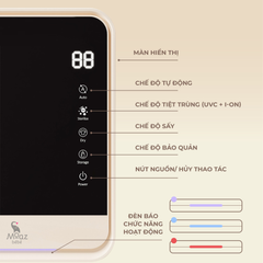 Máy Tiệt Trùng và Sấy Khô Bình Sữa Moaz BeBe MB-082 - Công Nghệ UVC Tiệt Trùng 99.99%, Dung Tích 22L, Thiết Kế Sang Trọng