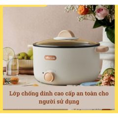 Nồi điện đa năng Bear DRG-D30T3 800W - Nấu Lẩu, Chiên, Xào, Luộc - Dung tích 3L, 2 Mức Nhiệt Điều Chỉnh, Lớp Chống Dính Cao Cấp