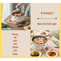Nồi điện đa năng Bear DRG-D30T3 800W - Nấu Lẩu, Chiên, Xào, Luộc - Dung tích 3L, 2 Mức Nhiệt Điều Chỉnh, Lớp Chống Dính Cao Cấp
