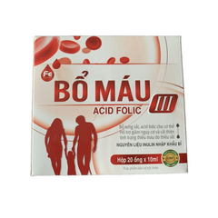 Siro Bổ Máu III - Hỗ trợ Bổ Sung Sắt và Acid Folic cho Cơ Thể, Tăng Tạo Máu, Giảm Thiếu Máu - Hộp 20 Ống 10ml