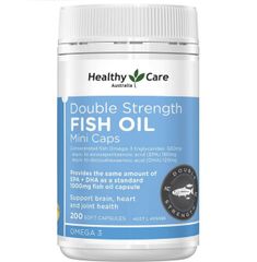 Viên Dầu Cá Healthy Care Double Strength Fish Oil Mini 200 Viên - Tăng Cường Omega-3, Hỗ Trợ Sức Khỏe Tim Mạch và Thị Lực