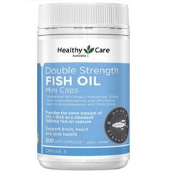 Viên Dầu Cá Healthy Care Double Strength Fish Oil Mini 200 Viên - Tăng Cường Omega-3, Hỗ Trợ Sức Khỏe Tim Mạch và Thị Lực