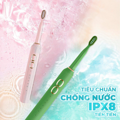 Bàn chải đánh răng điện Chibé Sonic 2 CB039 - Công nghệ sóng âm 32.000 lần/phút, Kháng nước IPX8, Đầu lông siêu mềm, 5 chế độ chăm sóc răng miệng