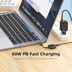 Đầu Chuyển Âm Thanh AU15 Type-C to 3.5DC USAMS US-SJ598 - Thiết Kế 2 Cổng, Hỗ Trợ Sạc Nhanh 60W, Chất Âm Tối Ưu