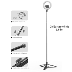 Gậy chụp hình tích hợp Tripod và Đèn LED USAMS US-ZB241 - Thiết bị đa năng chụp ảnh, quay video chất lượng cao, thuận tiện cho livestream và selfie.