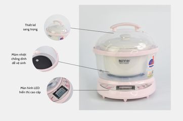Nồi Chưng Yến Bennix BN07SLC 0.7L Cao Cấp - Nấu Cháo, Làm Sữa Chua, Giữ Ấm, Công Suất 200W, Chất Liệu Nhựa PP, Đế Cao Su Chống Trượt