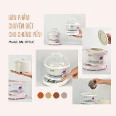 Nồi Chưng Yến Bennix BN07SLC 0.7L Cao Cấp - Nấu Cháo, Làm Sữa Chua, Giữ Ấm, Công Suất 200W, Chất Liệu Nhựa PP, Đế Cao Su Chống Trượt