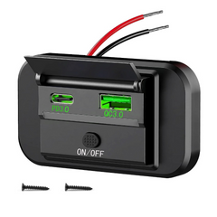 Ổ Cắm Sạc Nhanh 2 Cổng Type C & USB PD QC - Gắn Trên Xe Máy, Ô Tô, Tàu Thuyền - Thích Hợp Cho Android & iOS