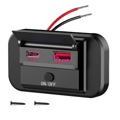 Ổ Cắm Sạc Nhanh 2 Cổng Type C & USB PD QC - Gắn Trên Xe Máy, Ô Tô, Tàu Thuyền - Thích Hợp Cho Android & iOS