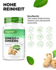 Viên uống bổ não Vit4ever Ginkgo Biloba + Nhân sâm Vegan 365 viên - Tăng cường trí nhớ, hỗ trợ sức khỏe não bộ, giảm căng thẳng.