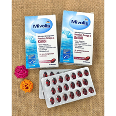 Viên uống dầu nhuyễn thể Mivolis Premium Omega-3 Krill Oil - Hỗ trợ sức khỏe tim mạch, tăng cường trí nhớ, dễ uống, hộp 60 viên