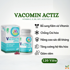 Viên uống Vacomin ActiZ - Bổ sung Kẽm & Vitamin C, E, B1 cho Người Lớn & Phụ Nữ Mang Thai - Hỗ Trợ Tăng Đề Kháng & Tiêu Hóa