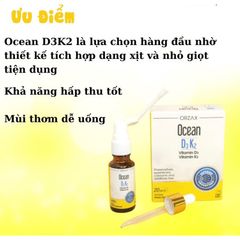 Xịt Bổ Sung Vitamin D3 và K2 Orzax Ocean 20ml - Hỗ Trợ Xương Chắc Khỏe, Tăng Cường Hấp Thu Canxi, Dễ Uống cho Trẻ Em và Người Lớn