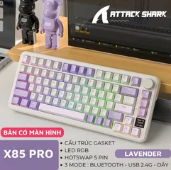 Bàn Phím Cơ Bluetooth Attack Shark X85 Pro - Led RGB, 3 Chế Độ Kết Nối, Hotswap - Phụ Kiện Máy Tính Cao Cấp