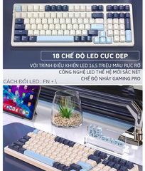 Bàn phím cơ Bluetooth K8BT Hotswap Red Switch LED Gaming - Kết nối USB 2.4Ghz và Type C, Thiết kế nhỏ gọn, 18 chế độ LED đẹp mắt