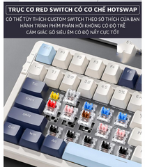 Bàn phím cơ Bluetooth K8BT Hotswap Red Switch LED Gaming - Kết nối USB 2.4Ghz và Type C, Thiết kế nhỏ gọn, 18 chế độ LED đẹp mắt