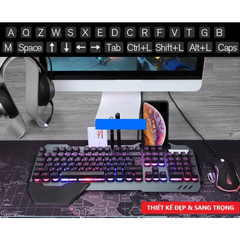 Bàn Phím Gaming Giả Cơ K618 Super Pro - 10 Chế Độ Đèn LED Công Thái Học, Gõ Mượt Cho Game Thủ - Thiết Kế Hiện Đại, 104 Phím Full Size