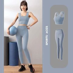 Bộ Đồ Tập Gym Nữ BD051 Áo Bra Có Đệm + Quần Dài Cạp Cao Ôm Sát Tôn Dáng, Chất Liệu Co Giãn Thoải Mái, Thích Hợp Tập Gym và Yoga