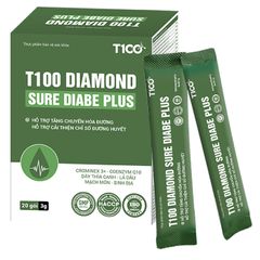 T100 Diamond Sure Diabe Plus - Bột uống hỗ trợ cải thiện đường huyết và sức khỏe tim mạch, chiết xuất tự nhiên, gói 3g