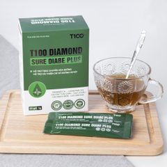 T100 Diamond Sure Diabe Plus - Bột uống hỗ trợ cải thiện đường huyết và sức khỏe tim mạch, chiết xuất tự nhiên, gói 3g