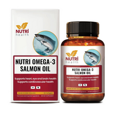 Viên Dầu Cá Hồi Nutri Omega 3 Salmon Oil - Bổ Sung DHA, EPA, Hỗ Trợ Sức Khỏe Tim Mạch và Mắt, 60 Viên Năng Lượng Thiên Nhiên