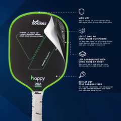 Vợt Pickleball Zocker Happy HP2 Super Quality - Vợt Chất Lượng Cao Đẳng Cấp Cho Người Chơi Nâng Cao Trải Nghiệm Thể Thao