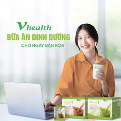 Bột Dinh Dưỡng Vhealth Hỗ Trợ Năng Lượng - Bữa Ăn Lành Mạnh Vị Socola & Trà Xanh, 20 Gói, Thực Phẩm Chức Năng Giúp Tăng Cường Sức Khỏe